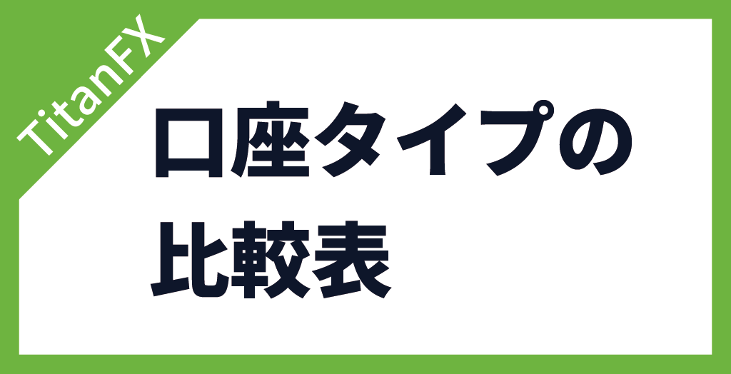 TitanFX(タイタンFX)の口座タイプの比較表